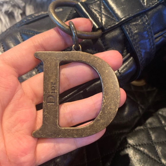 DIOR BLACK LAMBSKIN CANNAGE DRAWSTRING BAG - Picture 12 of 16